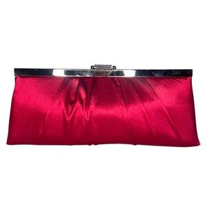 Jessica McClintock Red Satin Clutch Shoulder Bag